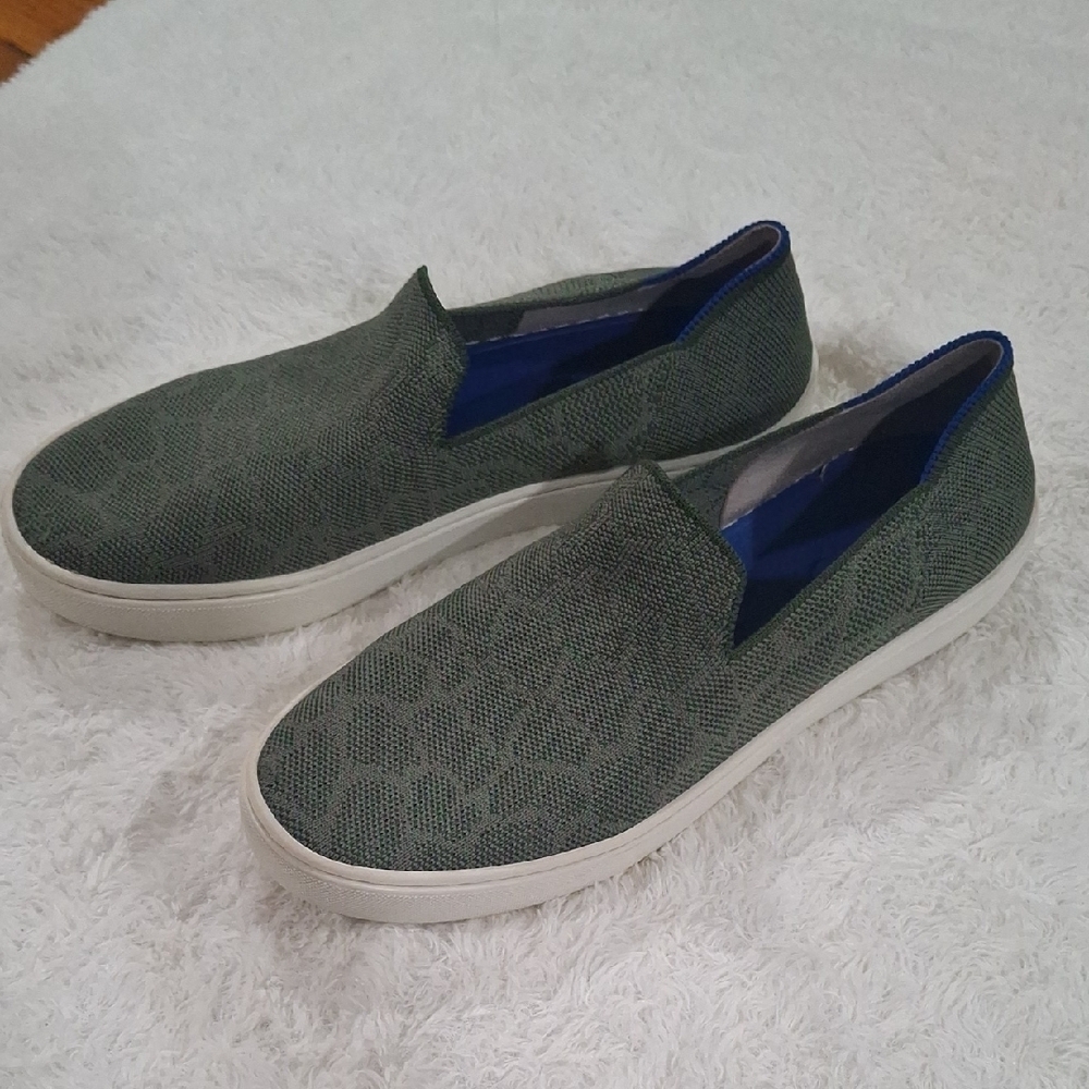 Rothy's Green Loafers Slip-Ons Minimalist Design
